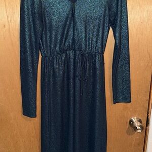 Elegant Blue Long Sleeve Dress